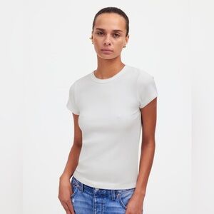 NWT Madewell Cotton Blend Ribbed Crewneck Tee Shirt Small & Large Sold out!